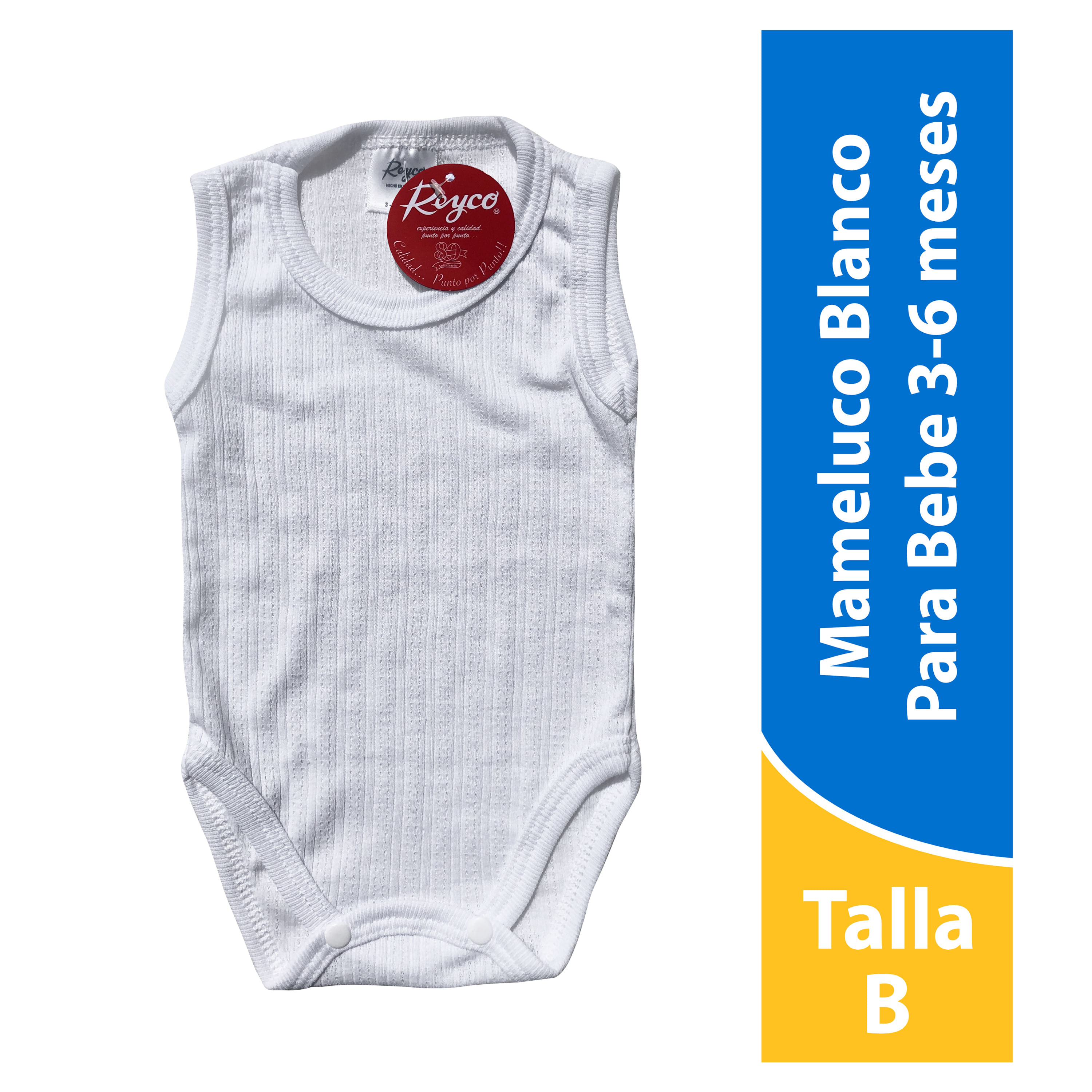 Body Reyco unisex para bebé color blanco - Talla 3 a 6 meses