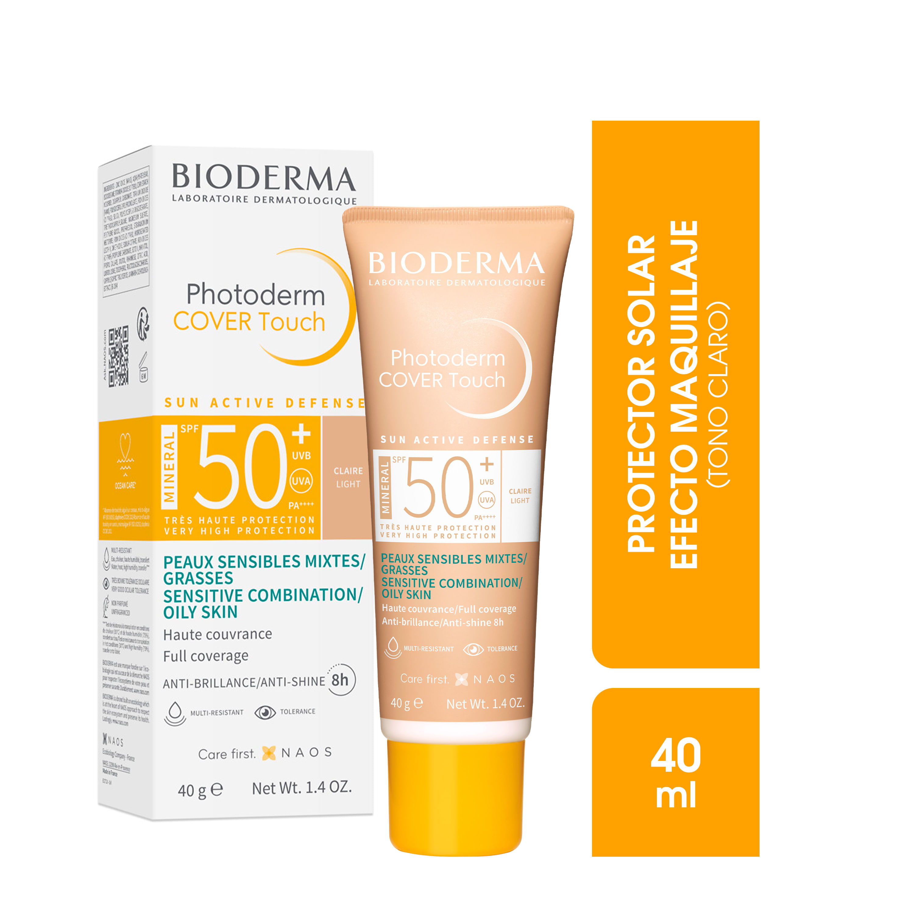 Protector Solar Bioderma efecto cover tono claro spf50 - 40 g