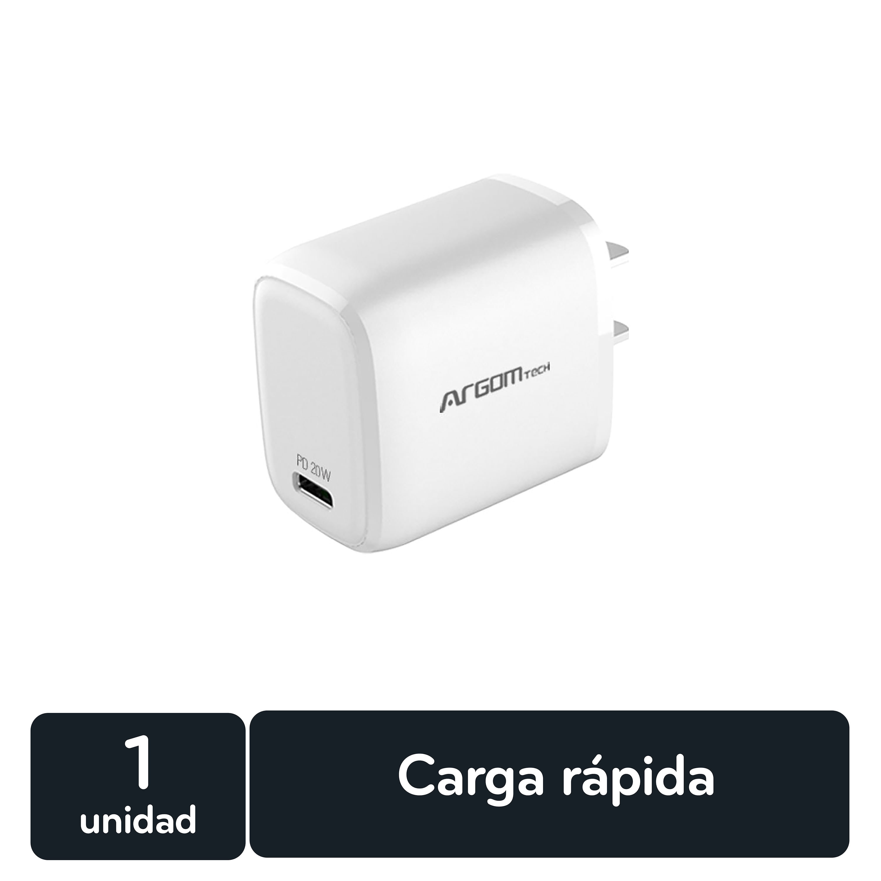 Argom Cargador Cubo Rápido Type-C Para Pared 20W