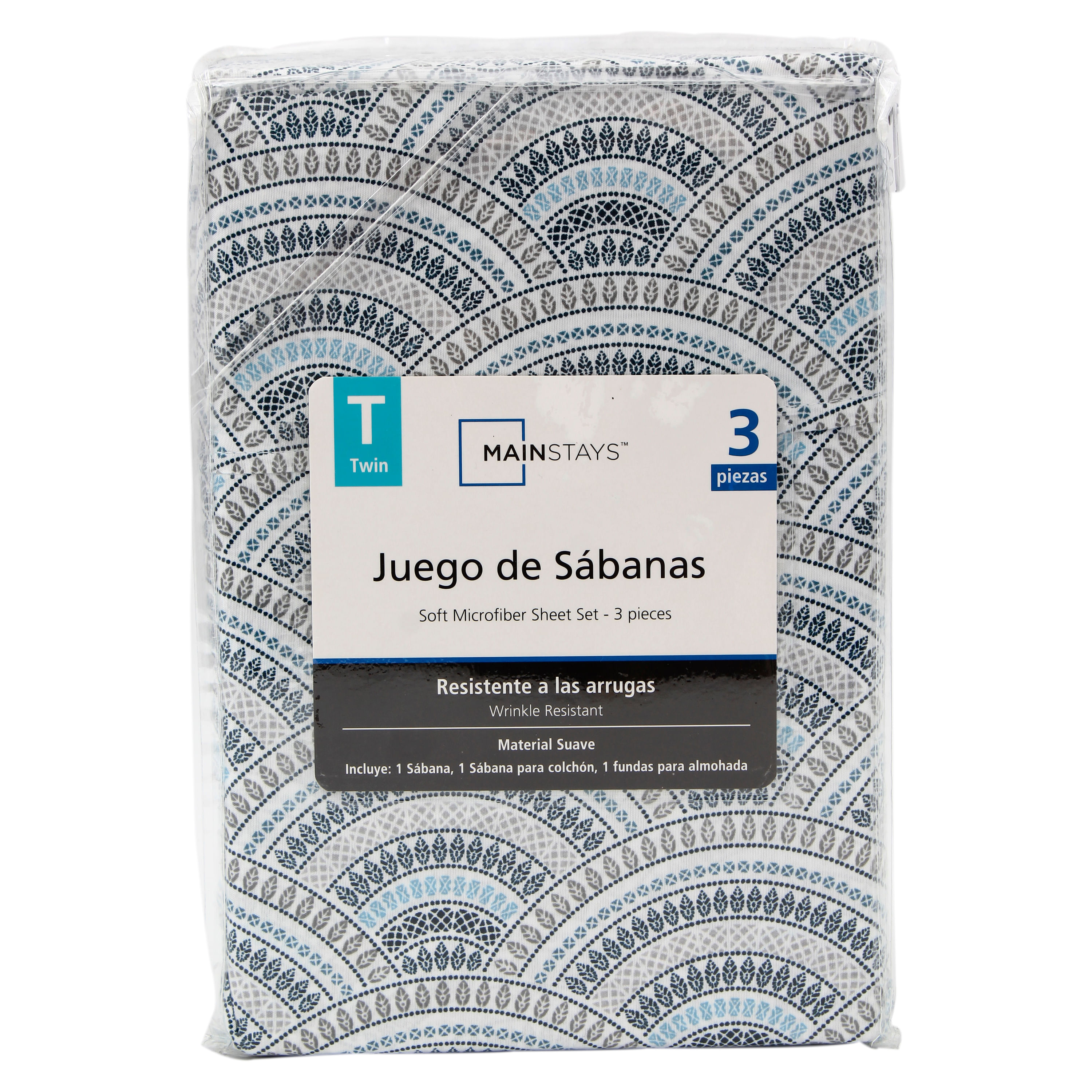 Sábanas Individual Mainstays twin estampado chevron gris - 3 Pzas