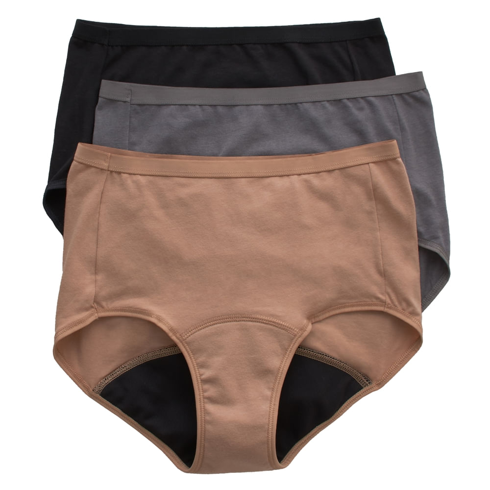 Panty Hanes, para mujer, de periodo flujo Moderado, 3 pack surtido -Talla 10