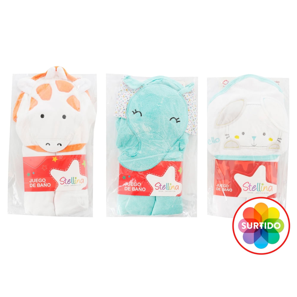 Juego De Baño Para Bebé Stellina, Color Blanco Con Turquesa, Talla Única