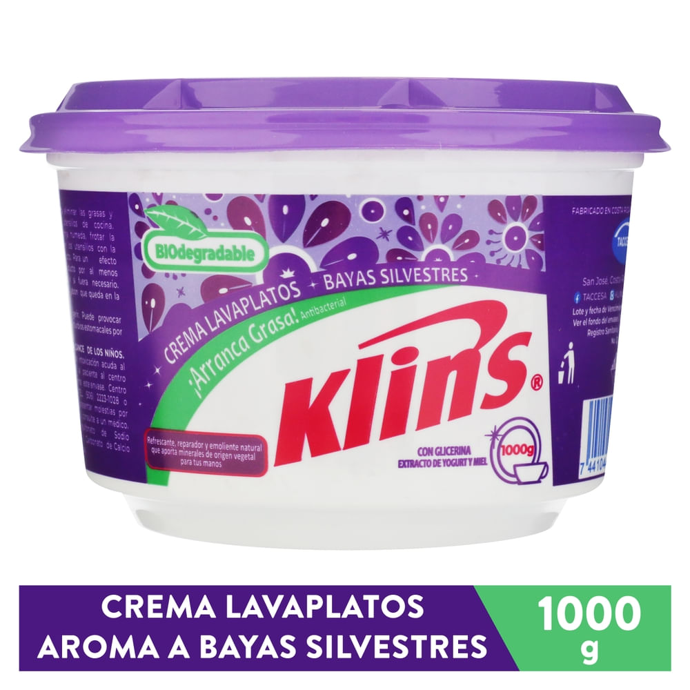 Lavaplatos Klins crema bayas silvestres - 1000 g