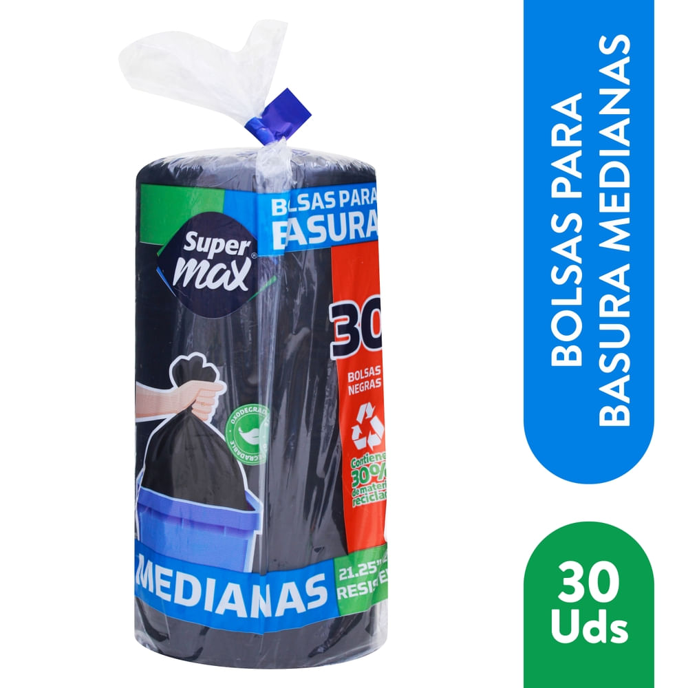 Bolsas para basura Supermax Negras Medianas - 30 uds