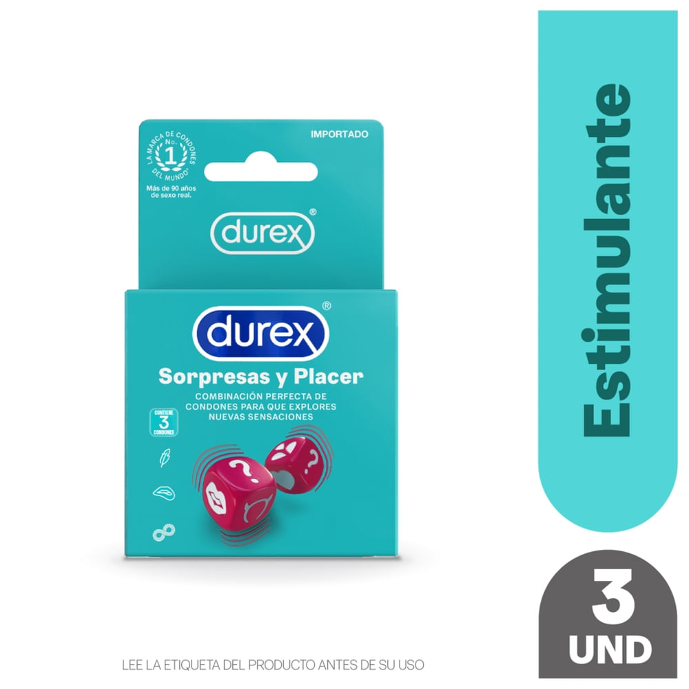 Preservativo Durex sorpresas placer caja 3 Uds