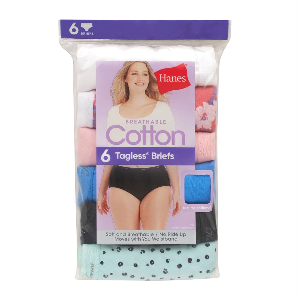 Panti Hanes, para Dama Cintura Alta, 6 pack Surtido -Talla 6