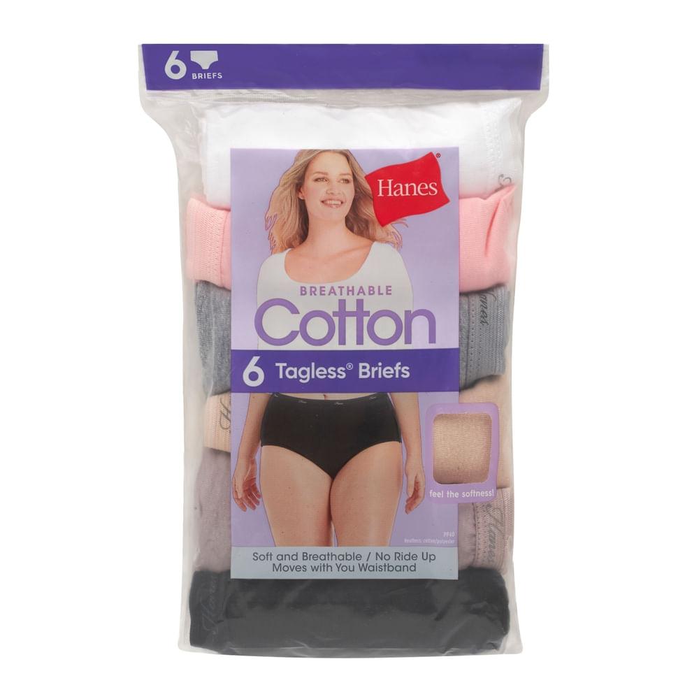 Bikini Hanes, Algodón para Mujer, 6 pack surtido -Talla 6