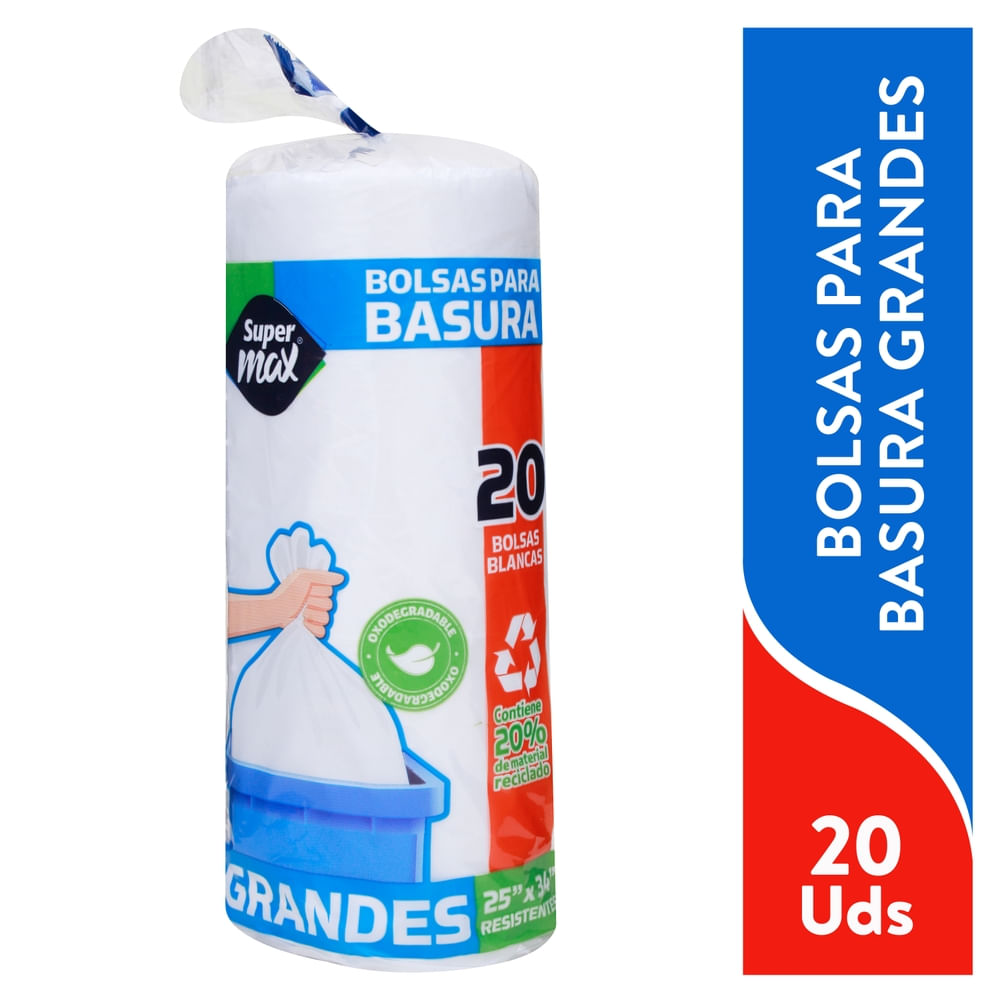 Bolsas para basura Supermax tamaño grande blancas - 20 uds