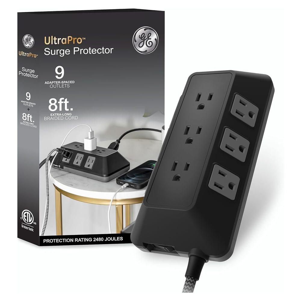 Protector Ge De Picos 9 Tomas Cable Tejido Negro