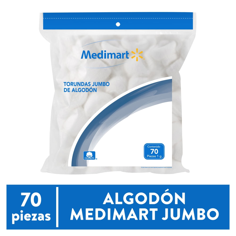 Torunda Medimart jumbo de algodón - 70 Pzas