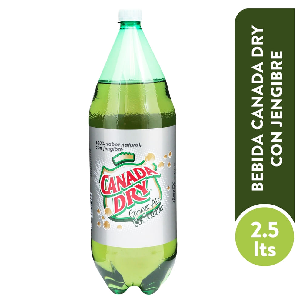 Bebida Gaseosa Canada Dry ginger ale sin azúcar - 2.5 L