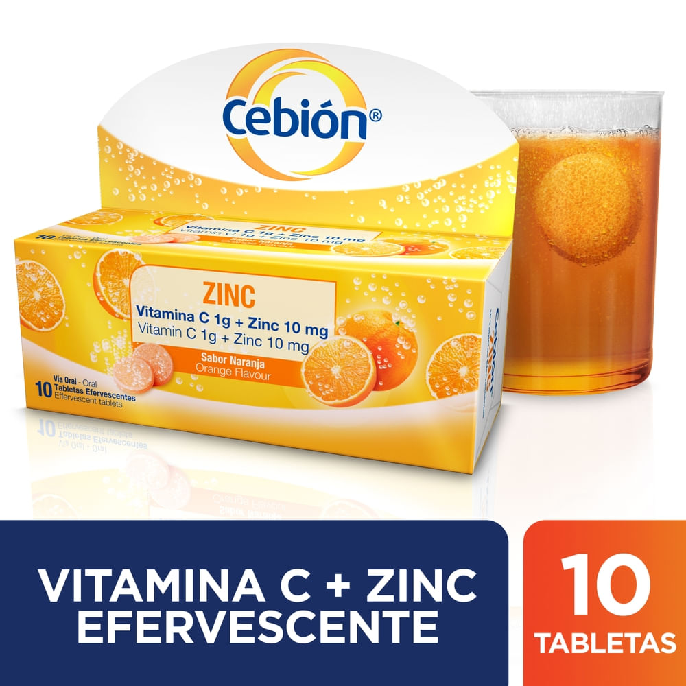 Vitaminas cebion zinc 1gr x 10 tab efervescentes