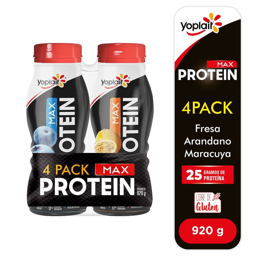 Yogurt Yoplait Max Protein Surtido, 0% Azúcar Añadida 4 Pack - 920g