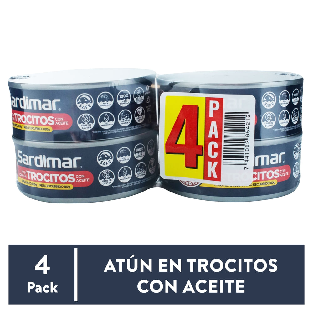 Atún Sardimar trocitos en aceite de soya 4 Pack - 420 g