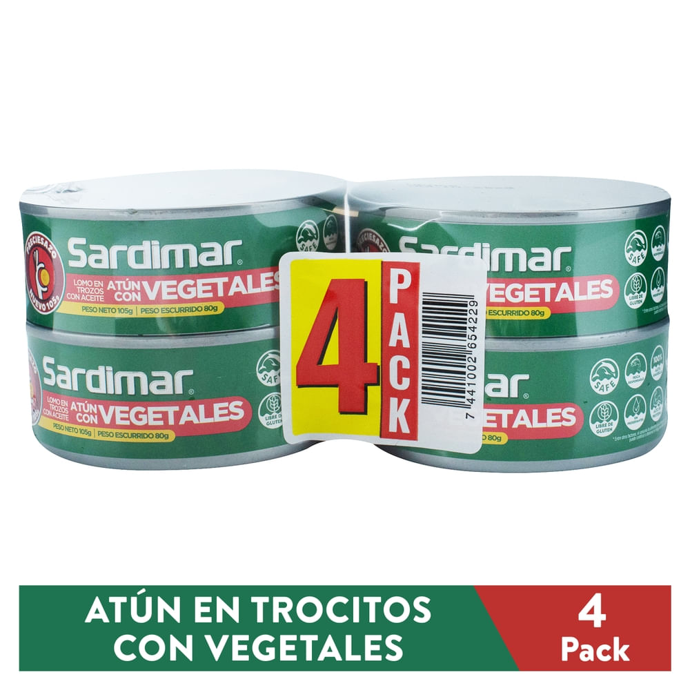Atún Sardimar trozos con vegetales 4 Pack - 420 g