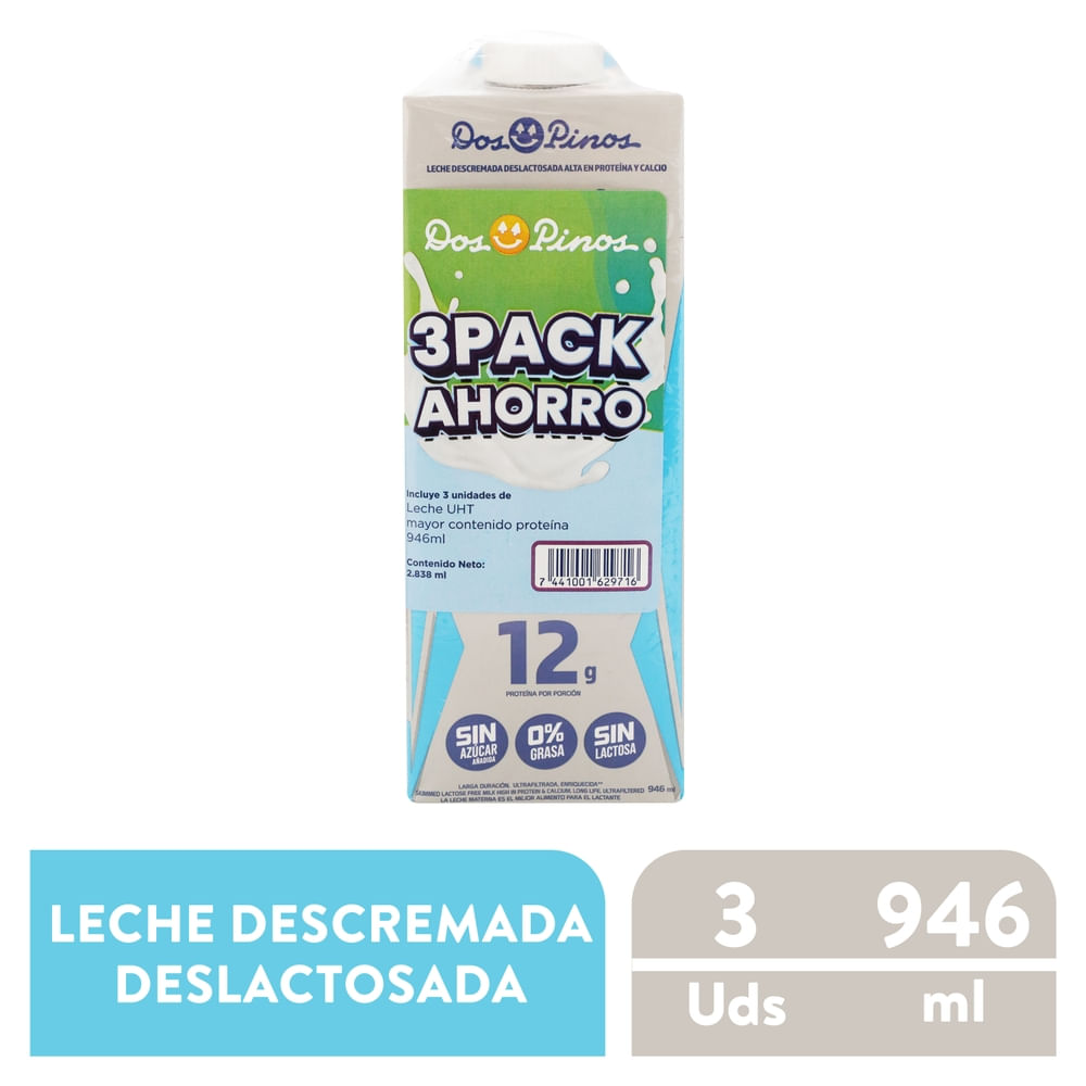 Leche Dos pinos 50% más proteína 3 pack - 2838 g