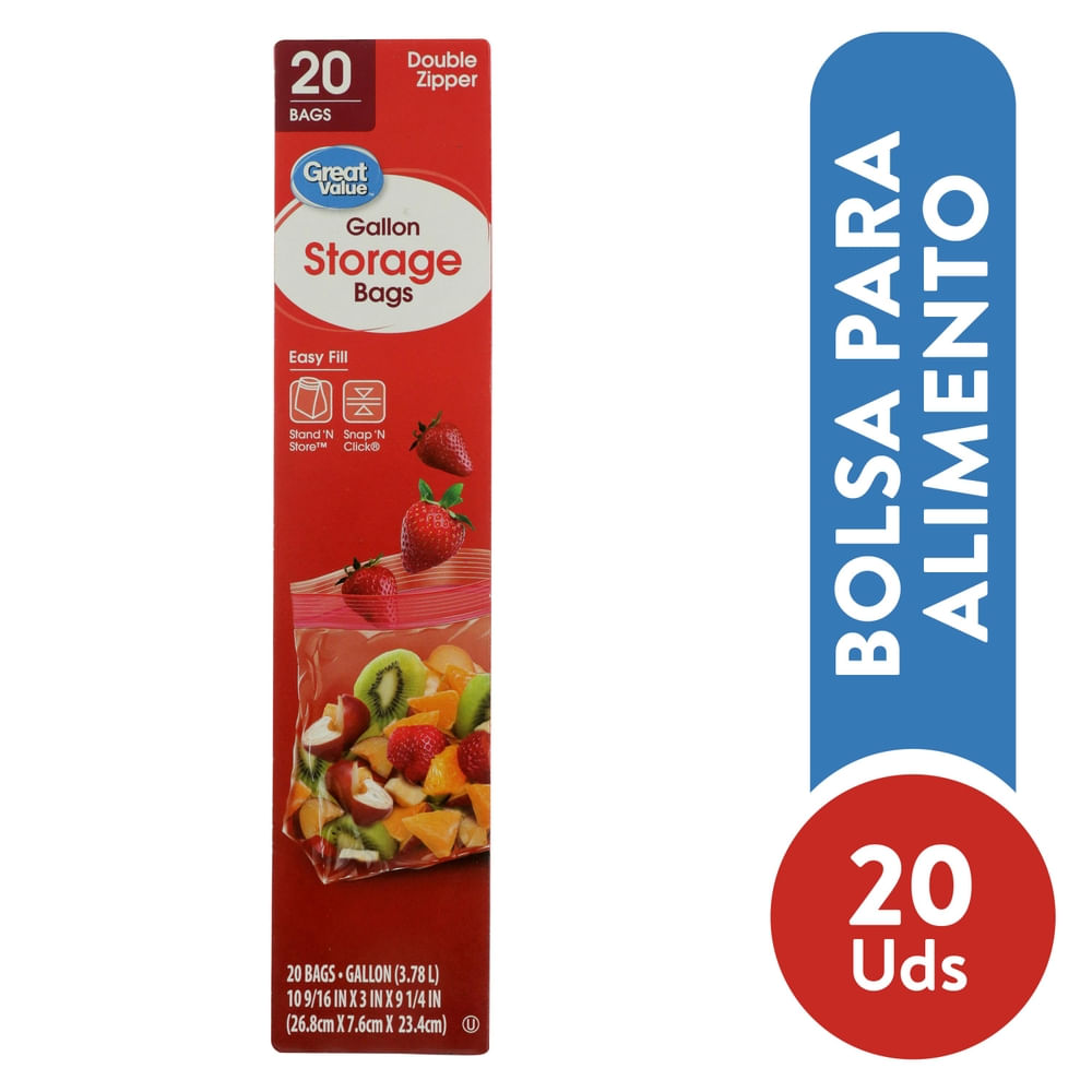 Bolsas Great Value Almacena alimentos - 20 Uds