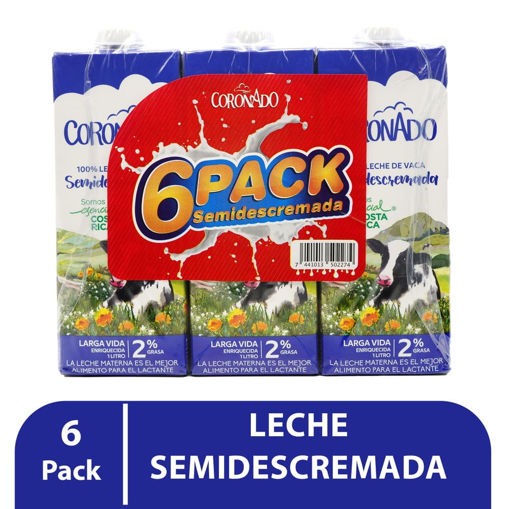 Leche Coronado semidescremada 6 pack - 6000 ml