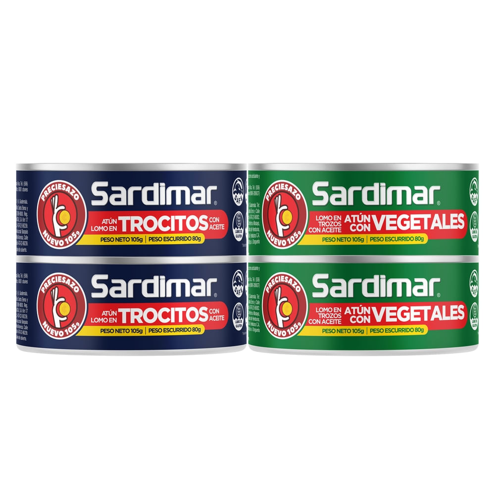 Atún Sardimar trozos con vegetales y trocitos en aceite 4 Pack - 420 g