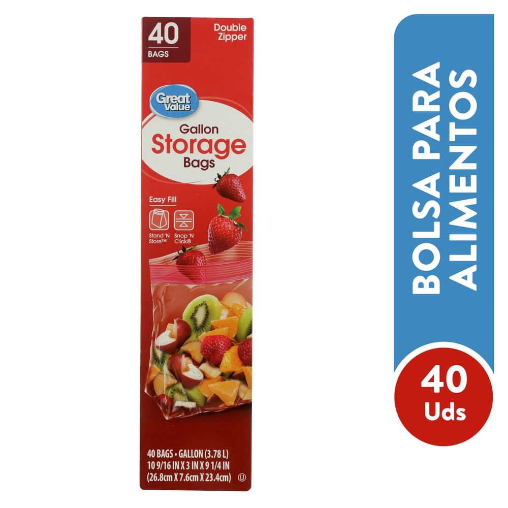 Bolsas Great Value almacenar alimentos - 40 Uds