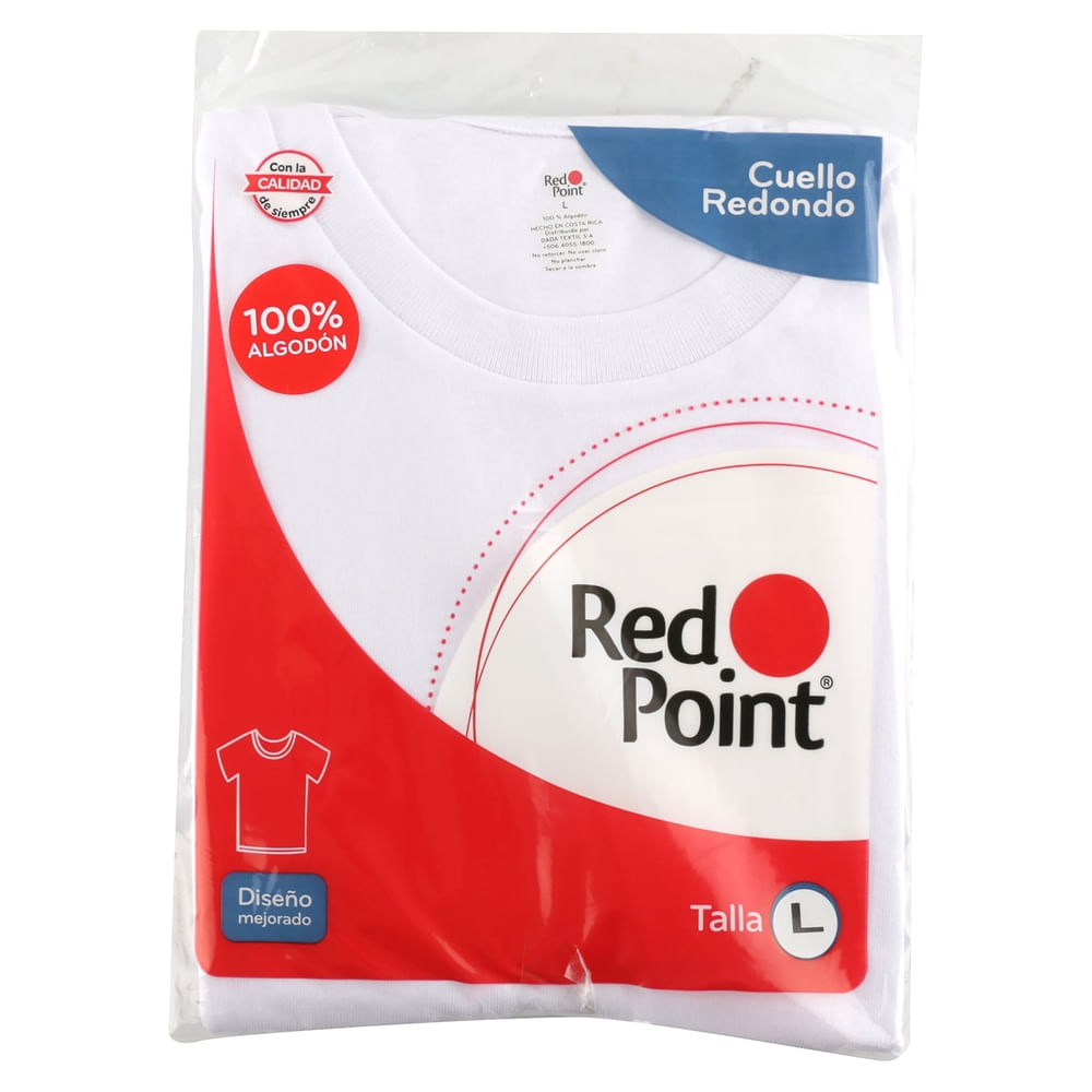 Playera para caballero Red Point cuello redondo color blanco 100% algodón - Talla G