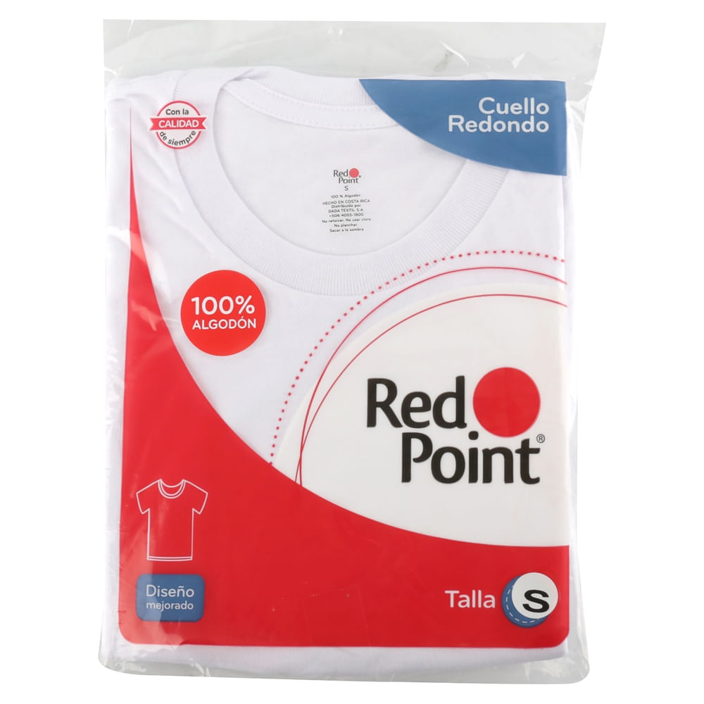 Playera Red Point para caballero cuello redondo blanca 100% algodón - Talla P