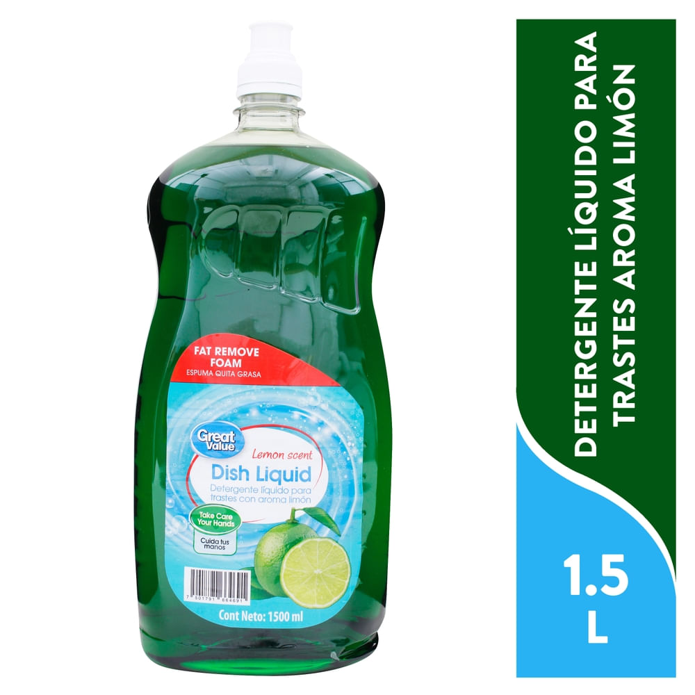Detergente Great Value Líquido Para Trastes Aroma Limón - 1.5 L