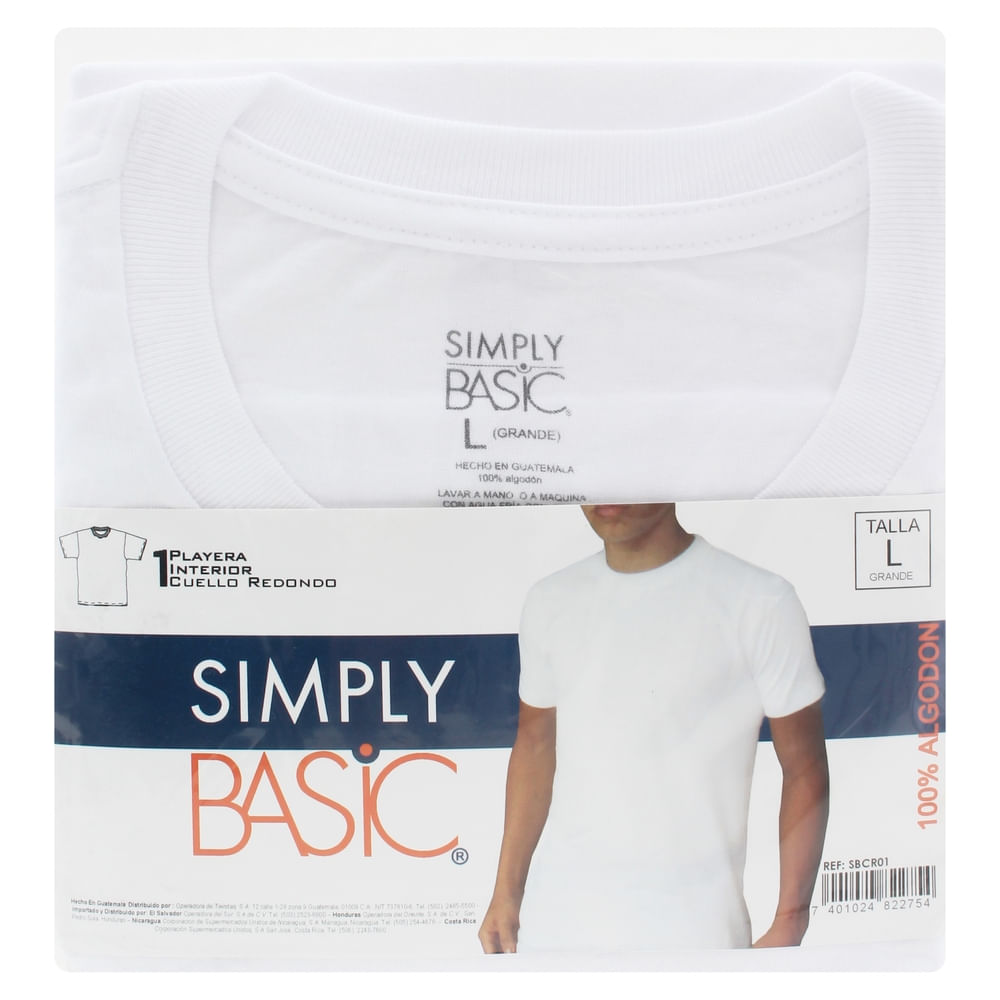Playera para caballero Simply Basic cuello redondo - Talla L