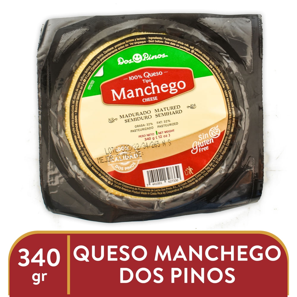 Queso Dos Pinos Manchego Madurado Semiduro, Sin Glúten - 340g