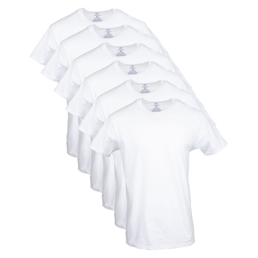 Playeras George cuello redondo blancas - Talla XL - 6 Uds