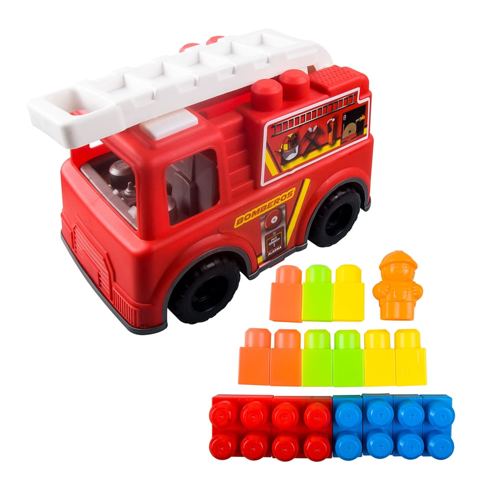 Carrito Kidz Time bomberos con bloques