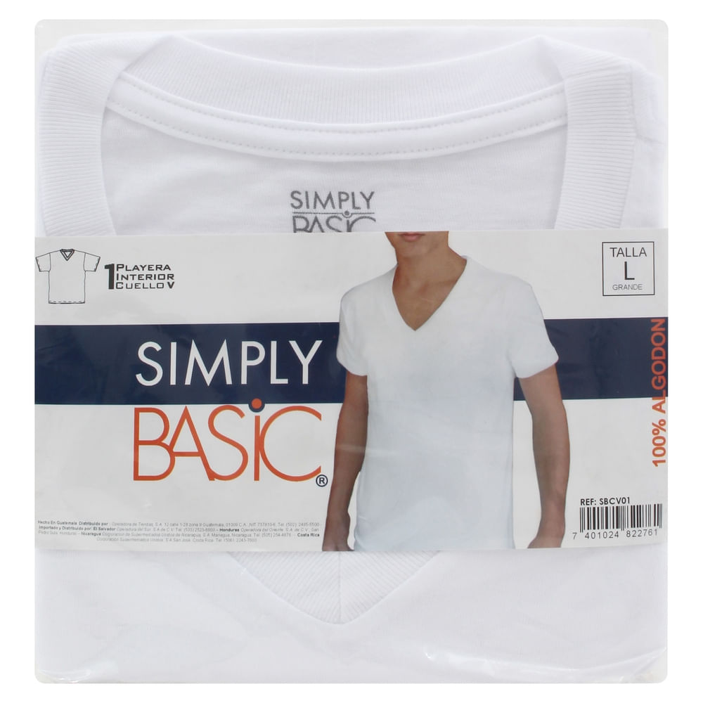 Playera Simply Basic para hombre cuello V - Talla L