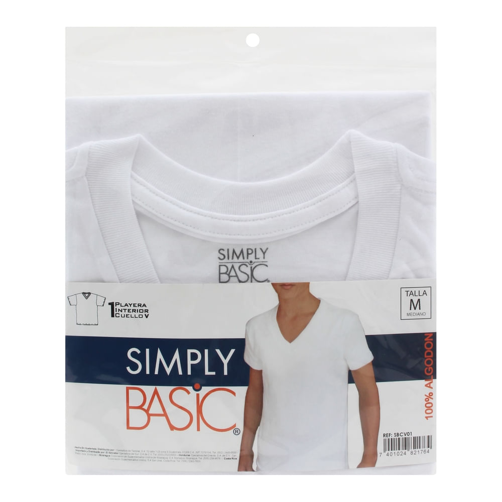 Playera para caballero Simply Basic cuello V - Talla M