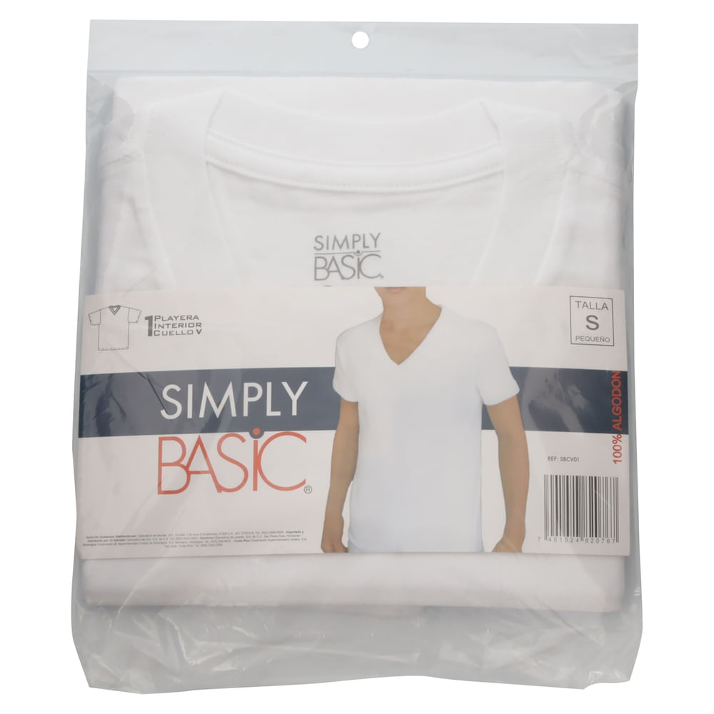 Playera Simply Basic para hombre cuello V - Talla S