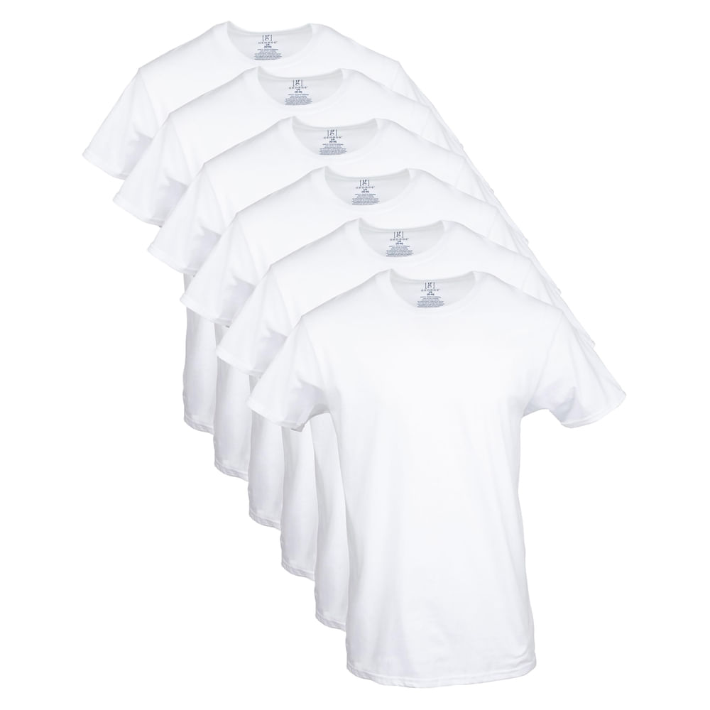 Playeras George cuello redondo blancas 6 pack - Talla S