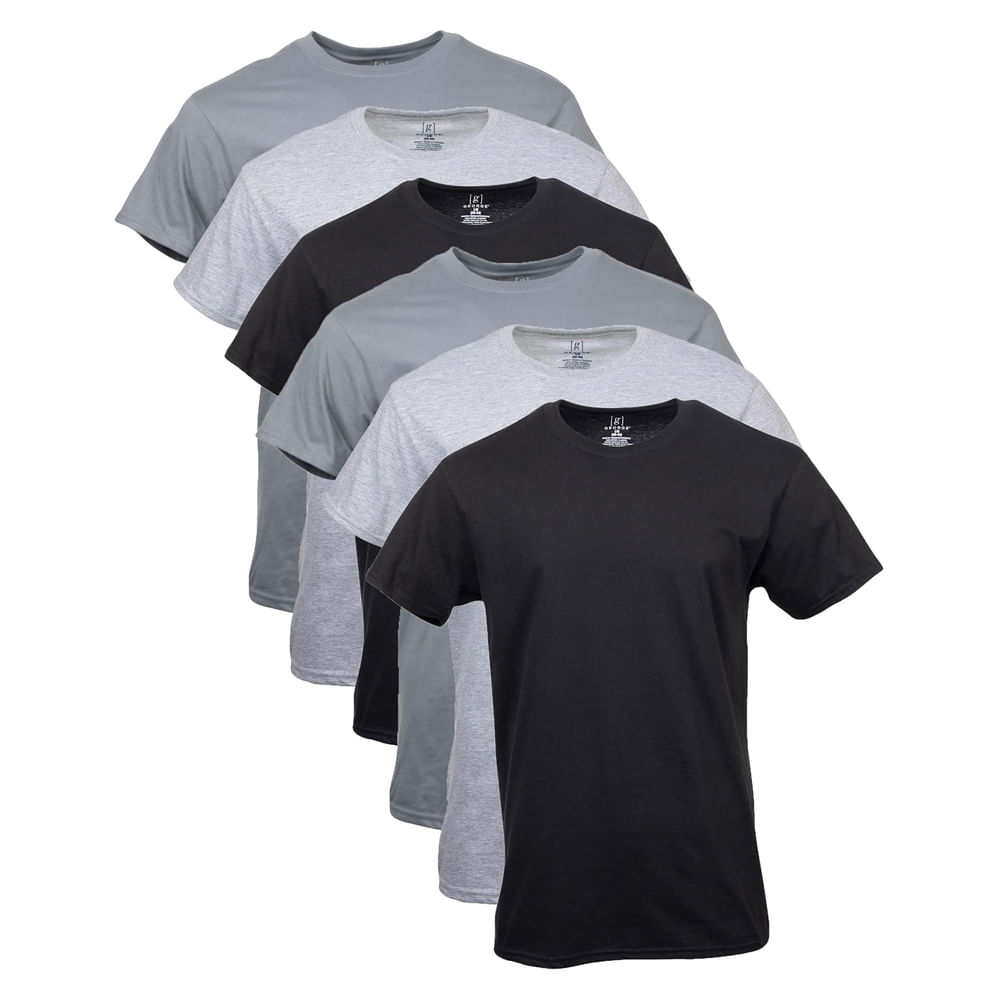 Playeras George cuello redondo gris y negro 6 pack - Talla L