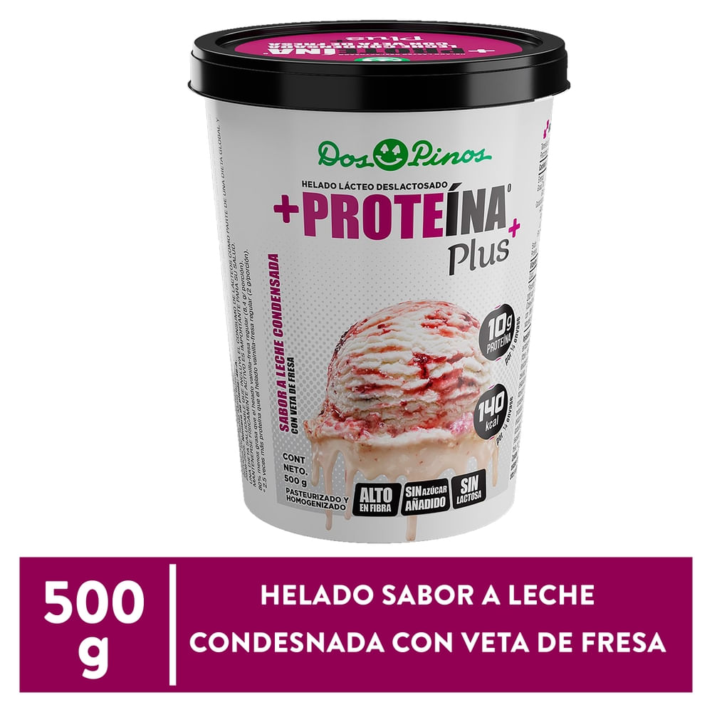 Helado Dos Pinos Proteina Leche Condensada y Fresa - 500 ml