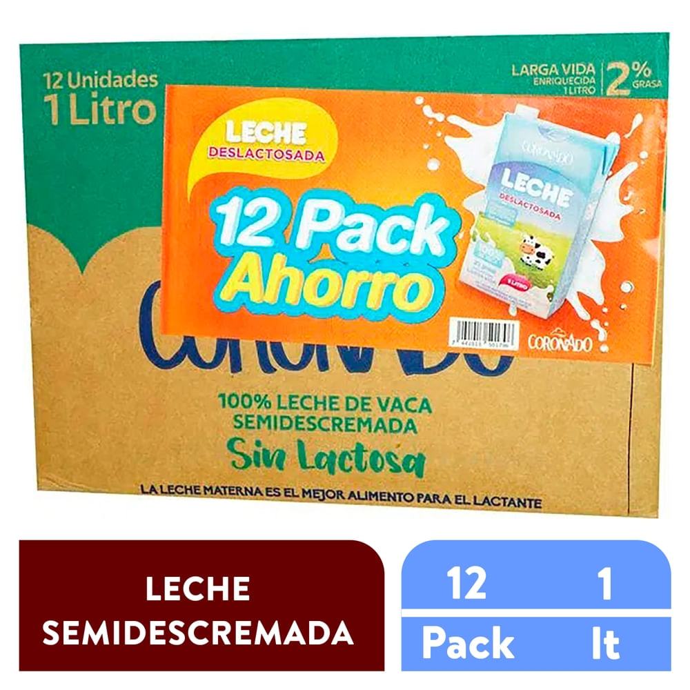 Leche Coronado Deslactosada 12 Pack - 2.83 L