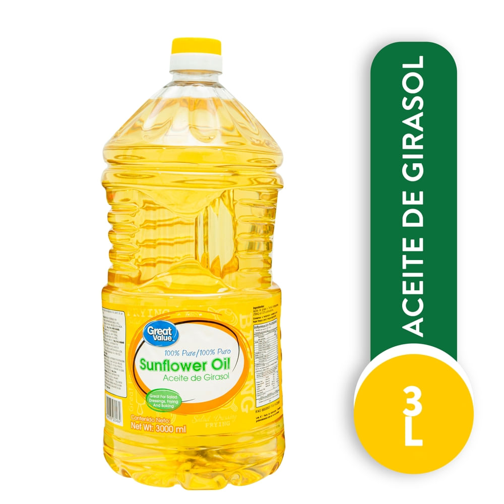 Aceite de girasol Great Value - 3 L