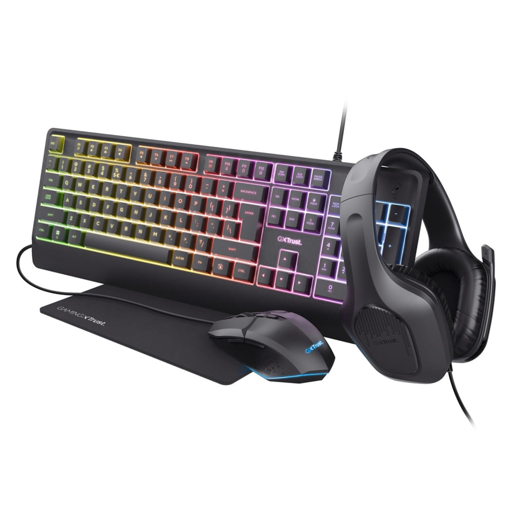 Teclado, Mouse y Almohada Gaming Trust Color Negro