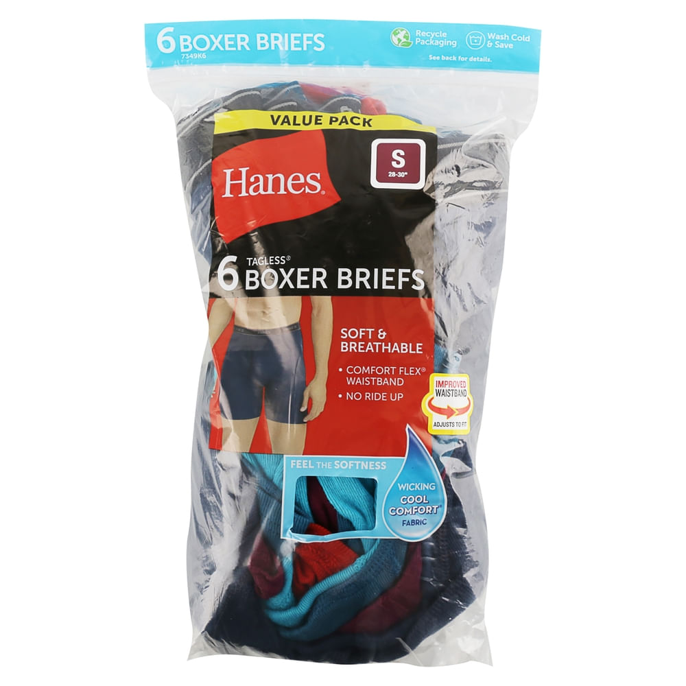 Bóxer brief para caballero Hanes colores surtidos - Talla S - 6 Pack
