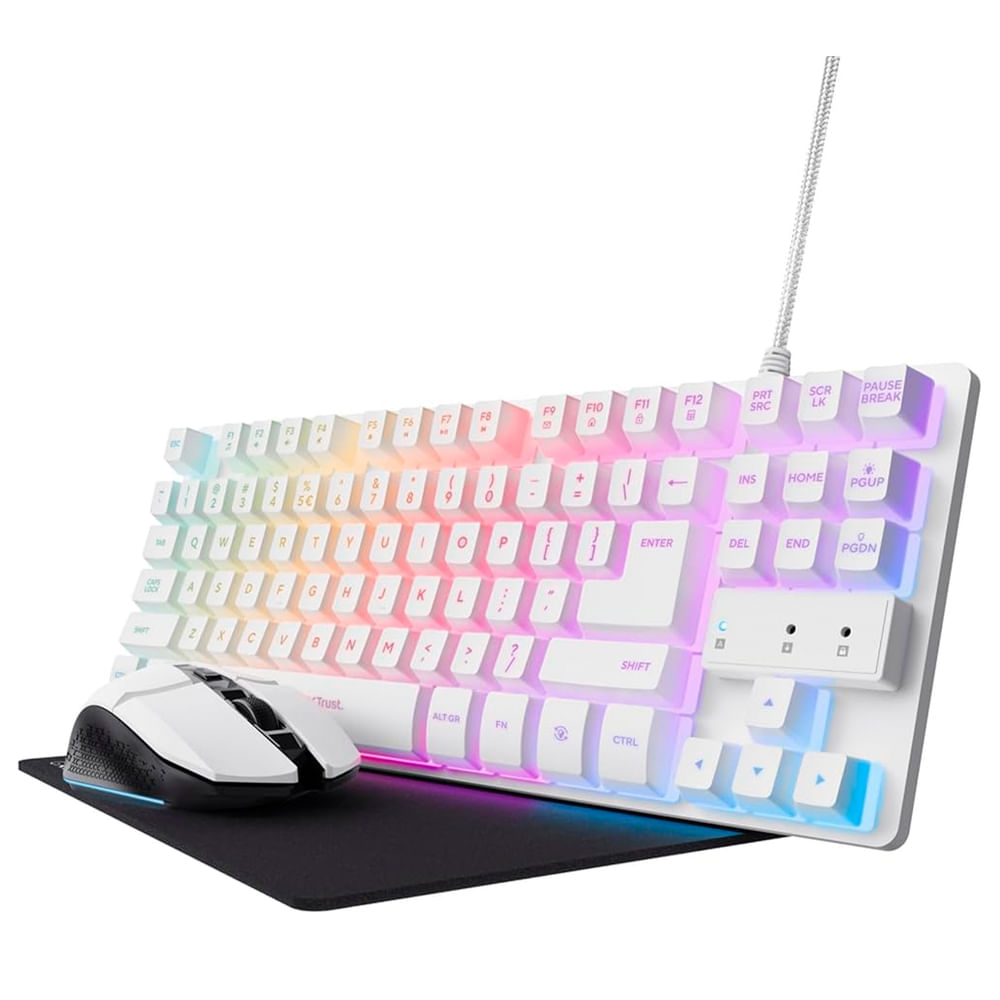 Teclado, Mouse y Almohada Gaming Trust Color Blanco