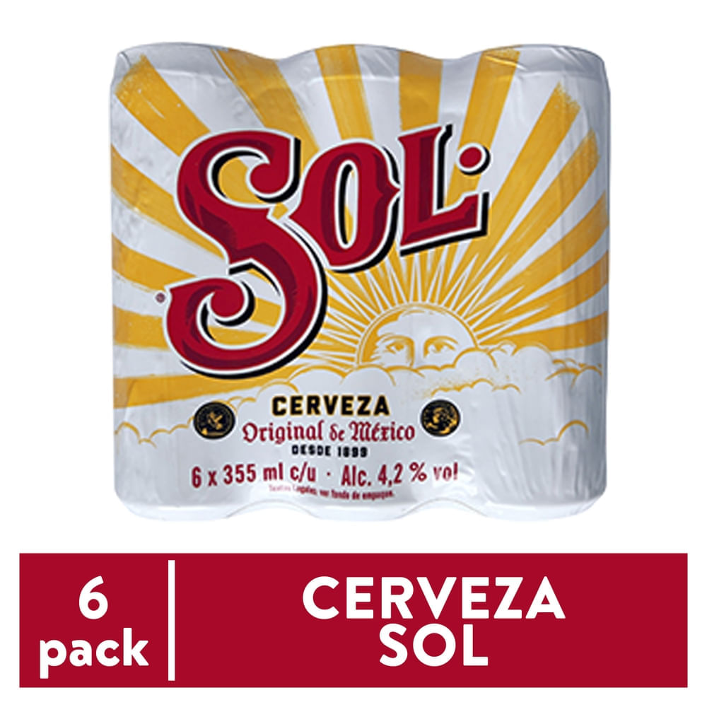 Cerveza Sol 6 pack Lata - 2130 ml