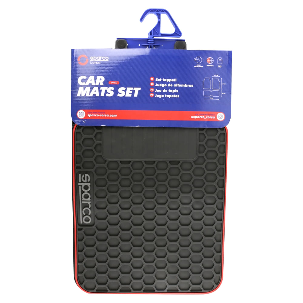 Alfombras para carro Sparco 3 Pzas color negro y rojo