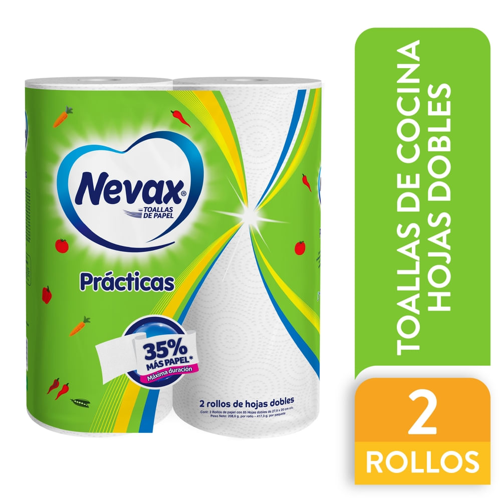 Toallas De Papel Nevax Prácticas Máxima Duración - 2 Rollos