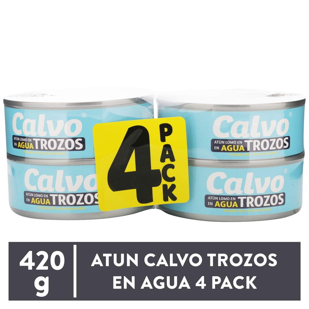 Atun Calvo Trozos En Agua 4 Pack 420gr