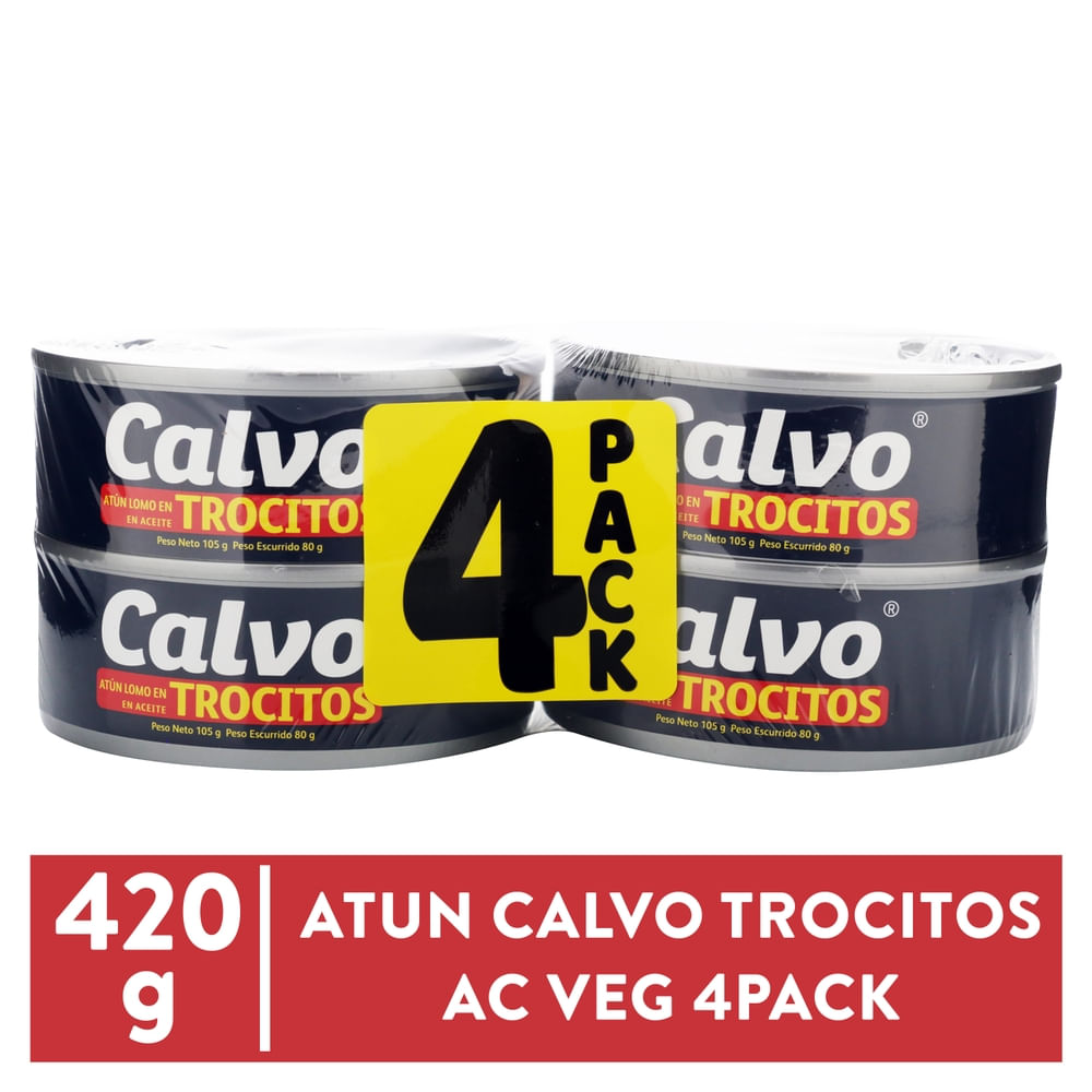 Atún Calvo trocitos aceite vegetal 4 Pack – 420 g