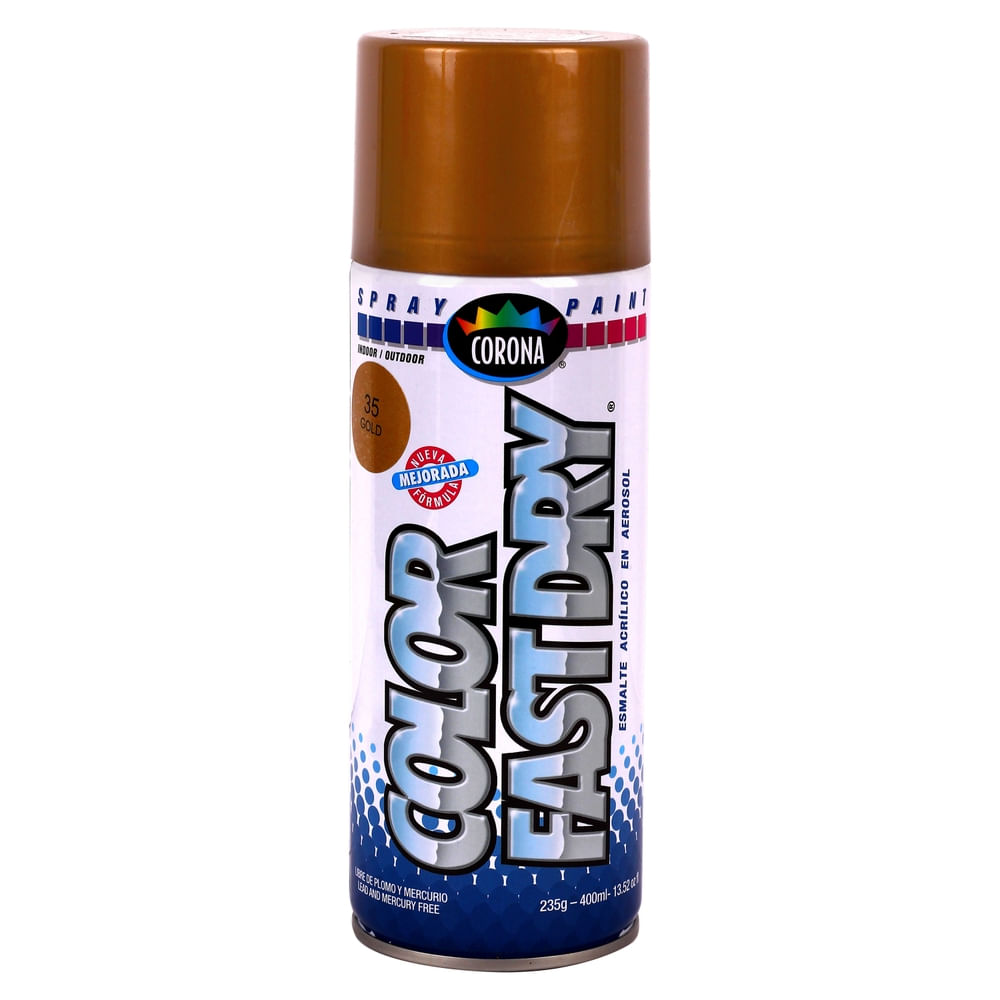 Pintura anticorrosiva acrílica Corona Fast Dry, color Dorado para Interior y Exterior -13.5 onzas