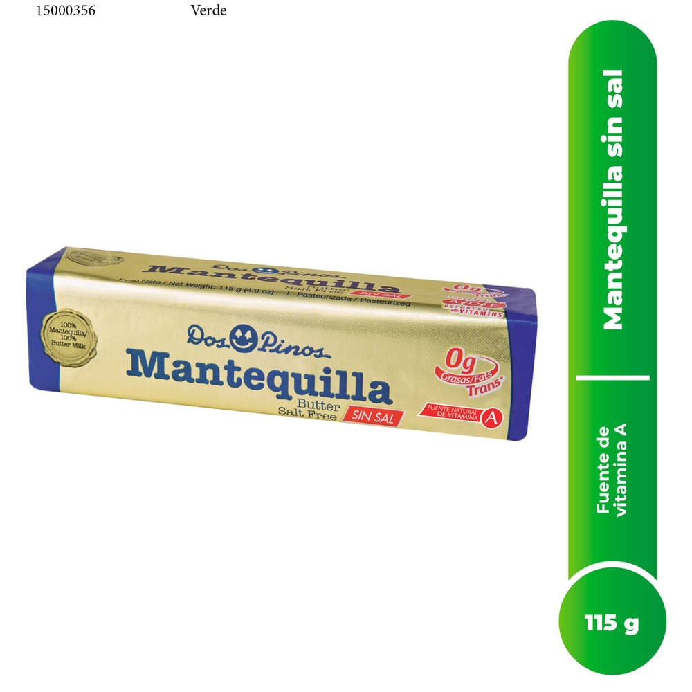 Mantequilla Dos Pinos Barra Sin Sal - 115 g