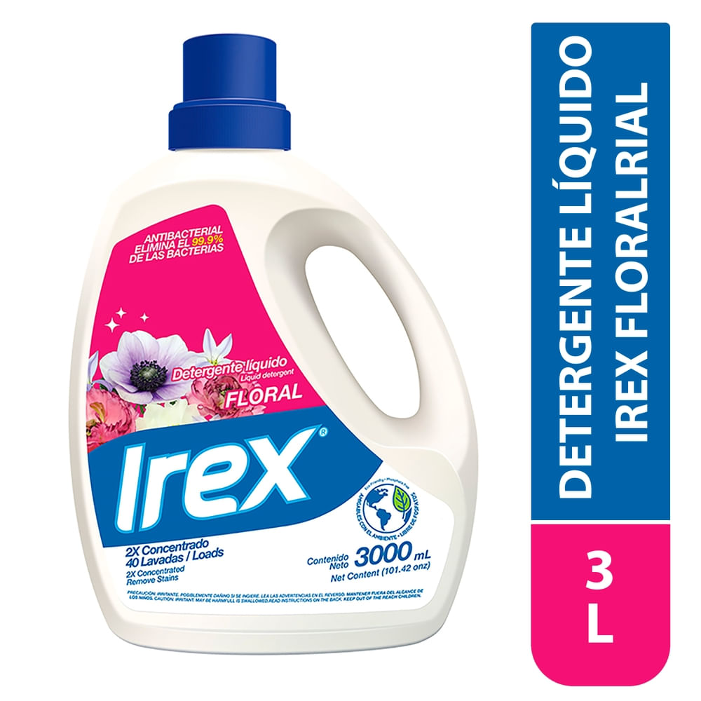 Detergente Líquido Irex Floral Antibacterial - 3 L
